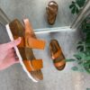Brun sandal med kork bund og velcroremme