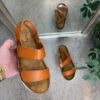 Brun sandal med kork bund og velcroremme