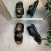 Sort herresandal i skind