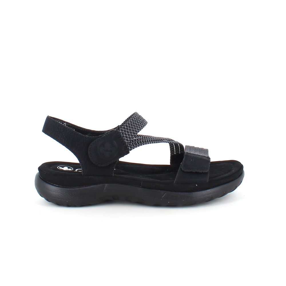 Sort sandal fra Rieker med elastik remme - 37