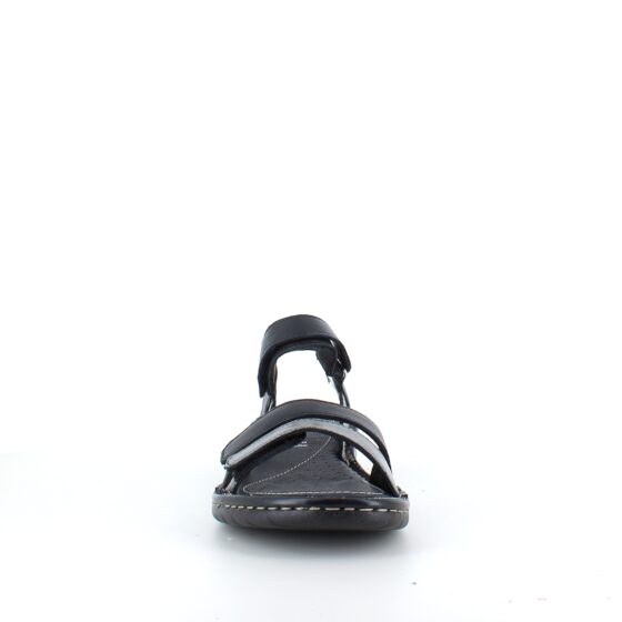 Sort skindsandal med tre remme og metallic detaljer fra Relaxshoe
