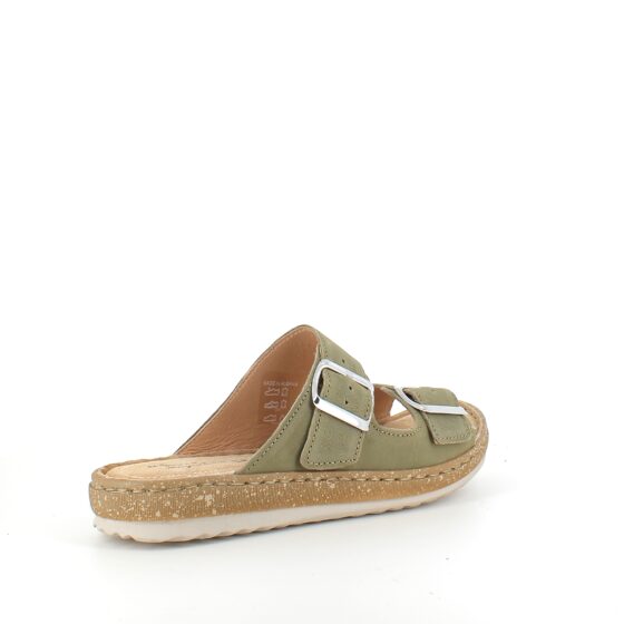 Slip on sandal i mat grøn skind fra Relaxshoe