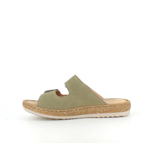 Slip on sandal i mat grøn skind fra Relaxshoe