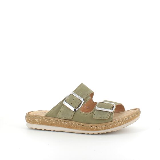 Slip on sandal i mat grøn skind fra Relaxshoe