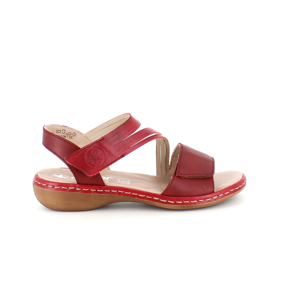 Se Elegant rød Rieker sandal med blød indersål - 40 hos Sygeplejebutikken.dk