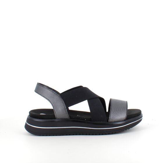 Sort sandal fra Remonte med elastikremme og udtagelig sål