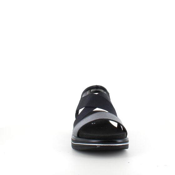 Sort sandal fra Remonte med elastikremme og udtagelig sål