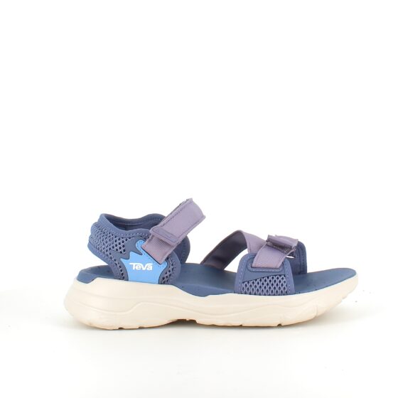 Blå/lilla sandal fra Teva med høj stødabsorbering og justerbare remme