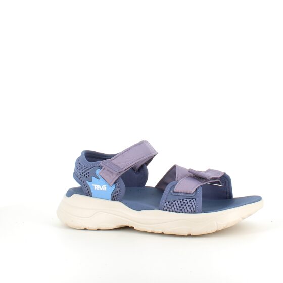 Blå/lilla sandal fra Teva med høj stødabsorbering og justerbare remme