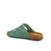 Olivengrøn slip on sandal i skind med smalle remme