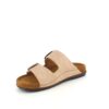 Lys brun slip on sandal i skind med brede remme