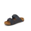 Sort slip on sandal i skind med brede remme