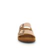 Lys brun slip on sandal i skind med brede remme