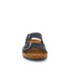 Sort slip on sandal i skind med brede remme