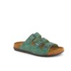Olivengrøn slip on sandal i skind med smalle remme