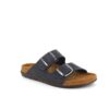 Sort slip on sandal i skind med brede remme