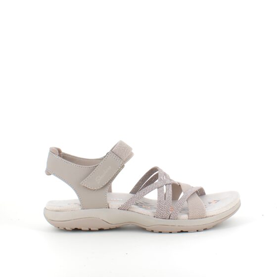 Elegant beige sandal fra Skechers med elastikremme