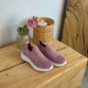 Rosa slip on sko med strikket overdel