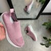 Rosa slip on sko med strikket overdel