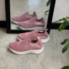 Rosa slip on sko med strikket overdel