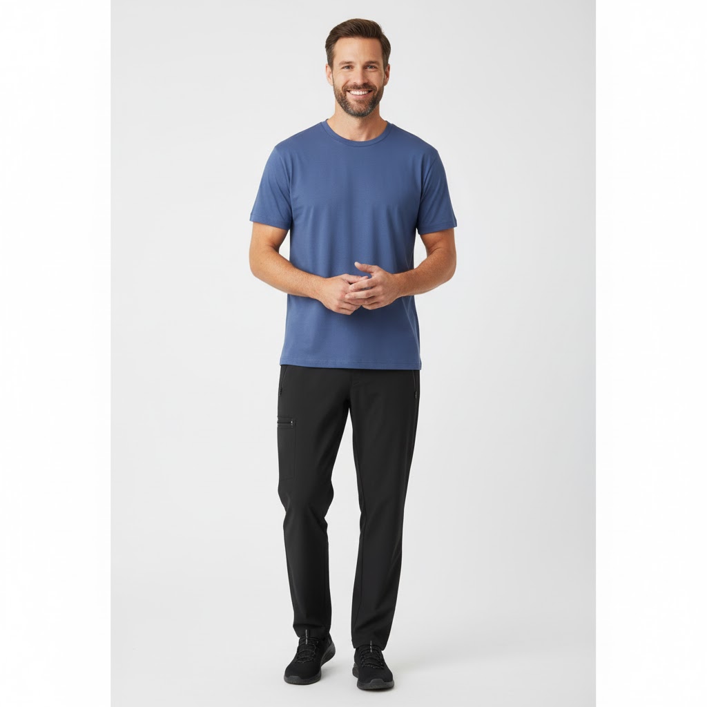 Nybo Indigo Herre Basic T-Shirt, Holder Faconen, Klassisk Model
