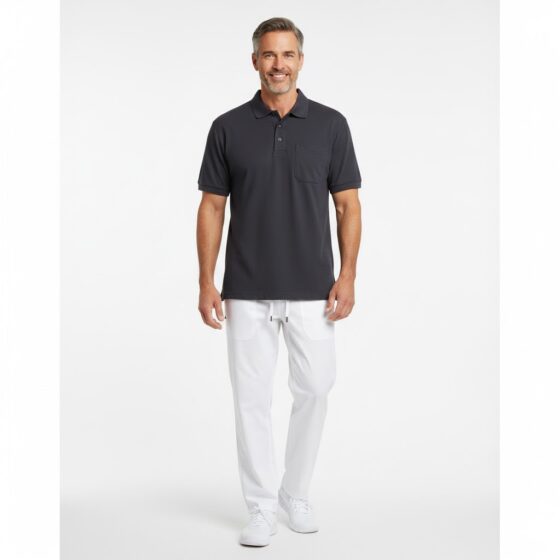 Nybo Koksgrå Herre Basic Polo Shirt, Kortærmet, Brystlomme, Slidstærk