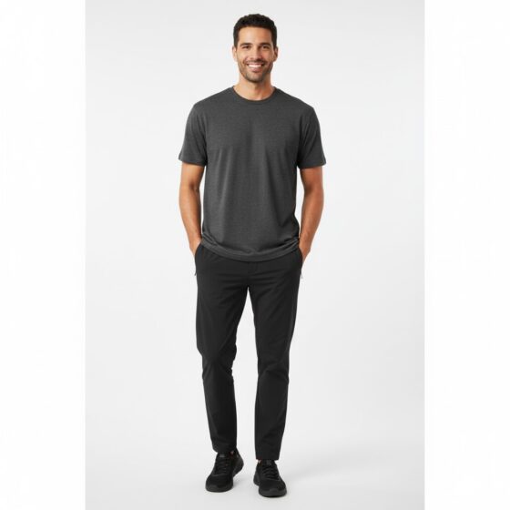 Nybo Grafit Melange Herre Basic T-shirt, Holder Faconen, Klassisk Model, Slidstærk