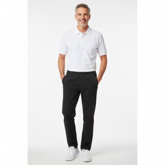 Nybo Hvid Herre Basic Polo T-shirt, Brystlomme, Slidstærk