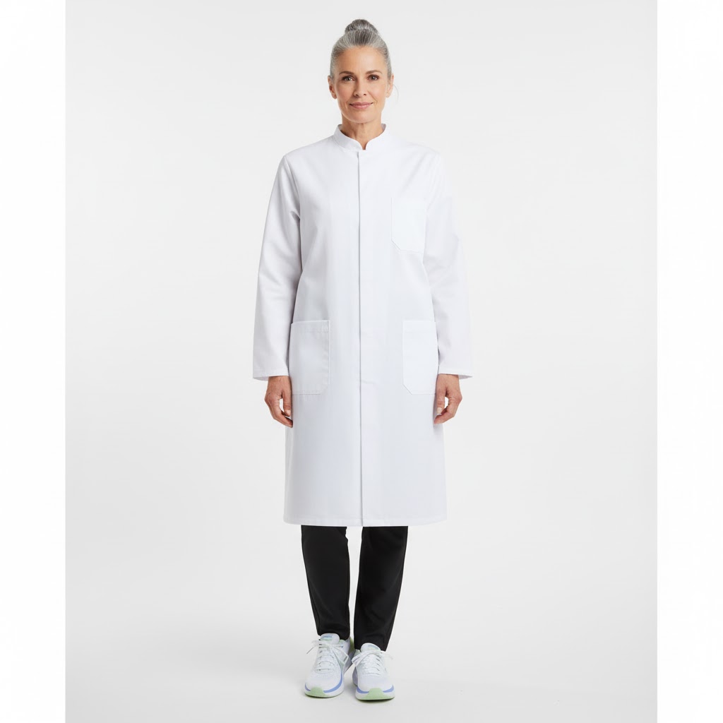 Nybo Hvid Unisex Heartbeat Kittel, Skjult Lukning, Kinakrave, Slids