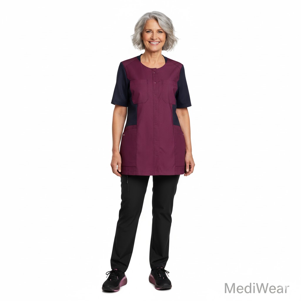 Nybo Bordeaux Unisex Sporty Mix Tunika, Strækbar, Åndbar, Komfort