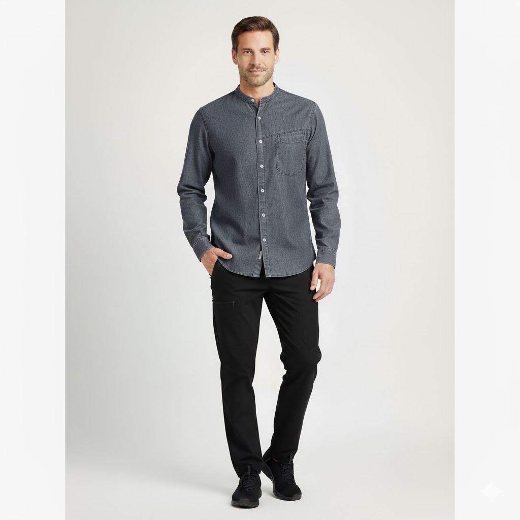 Nybo Denimblå Unisex New Nordic Gastrojakke, Lange Ærmer, Strækbar, Komfort