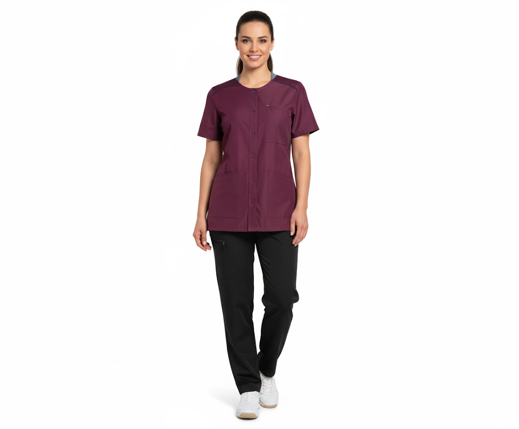Nybo Bordeaux Unisex Sporty Tunika, Rummelige Lommer, Justerbar