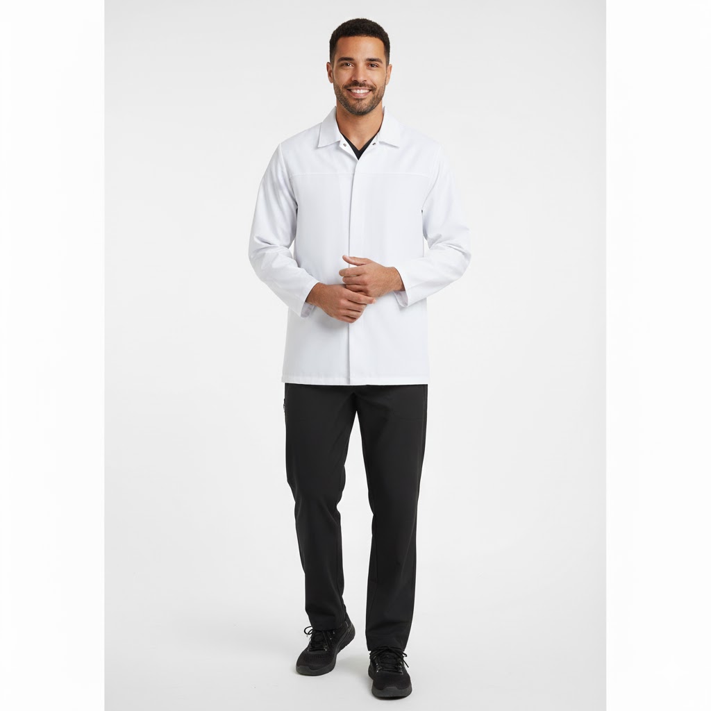 Nybo Hvid Unisex HACCP Jakke, Regulérbare Ærmeåbninger, Indvendige Lommer