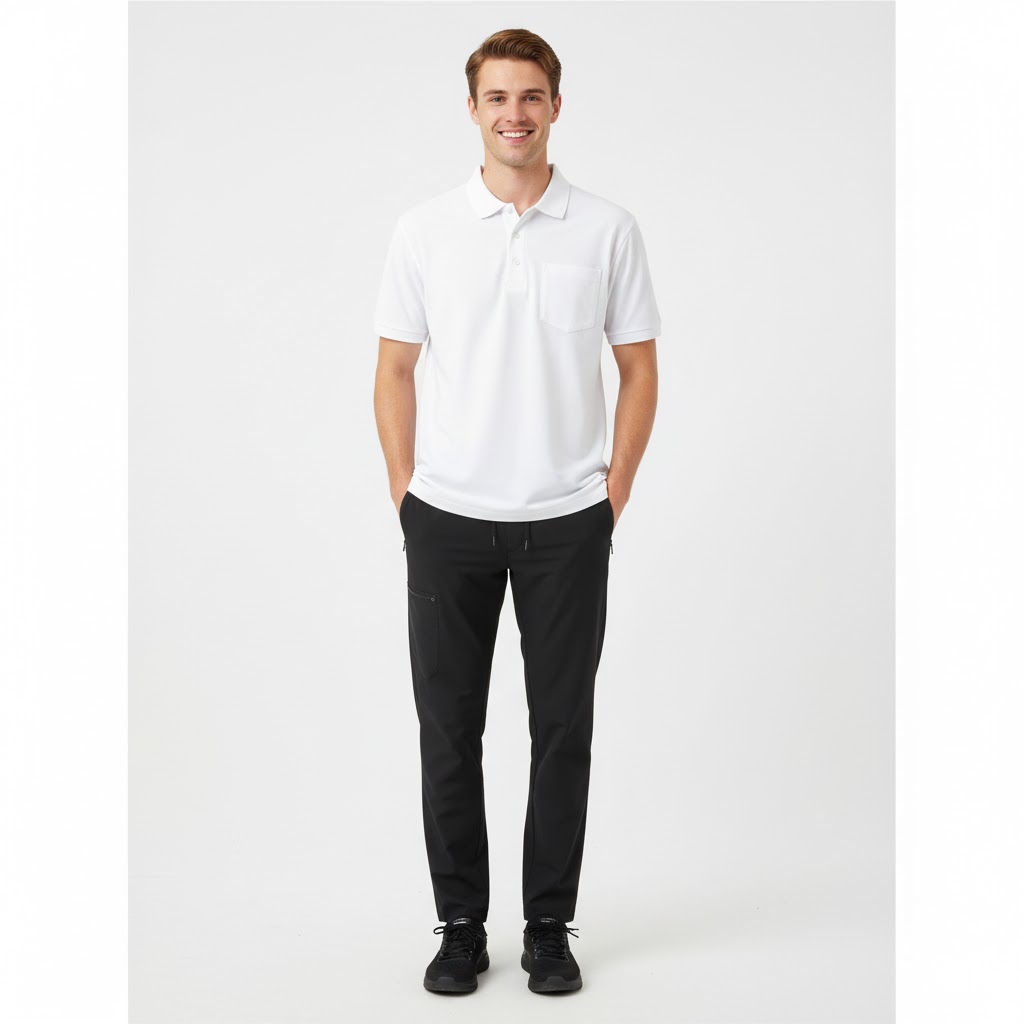 Nybo Hvid Herre Prowear Polo, Slidstærk, Brystlomme