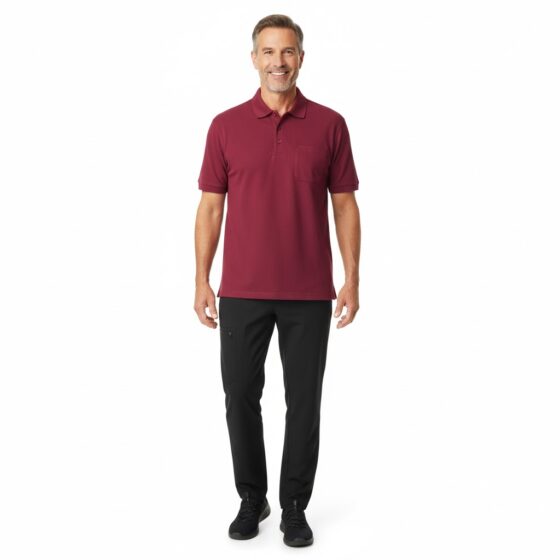 Nybo Bordeaux Herre Prowear Poloshirt, Slidstærk, Brystlomme