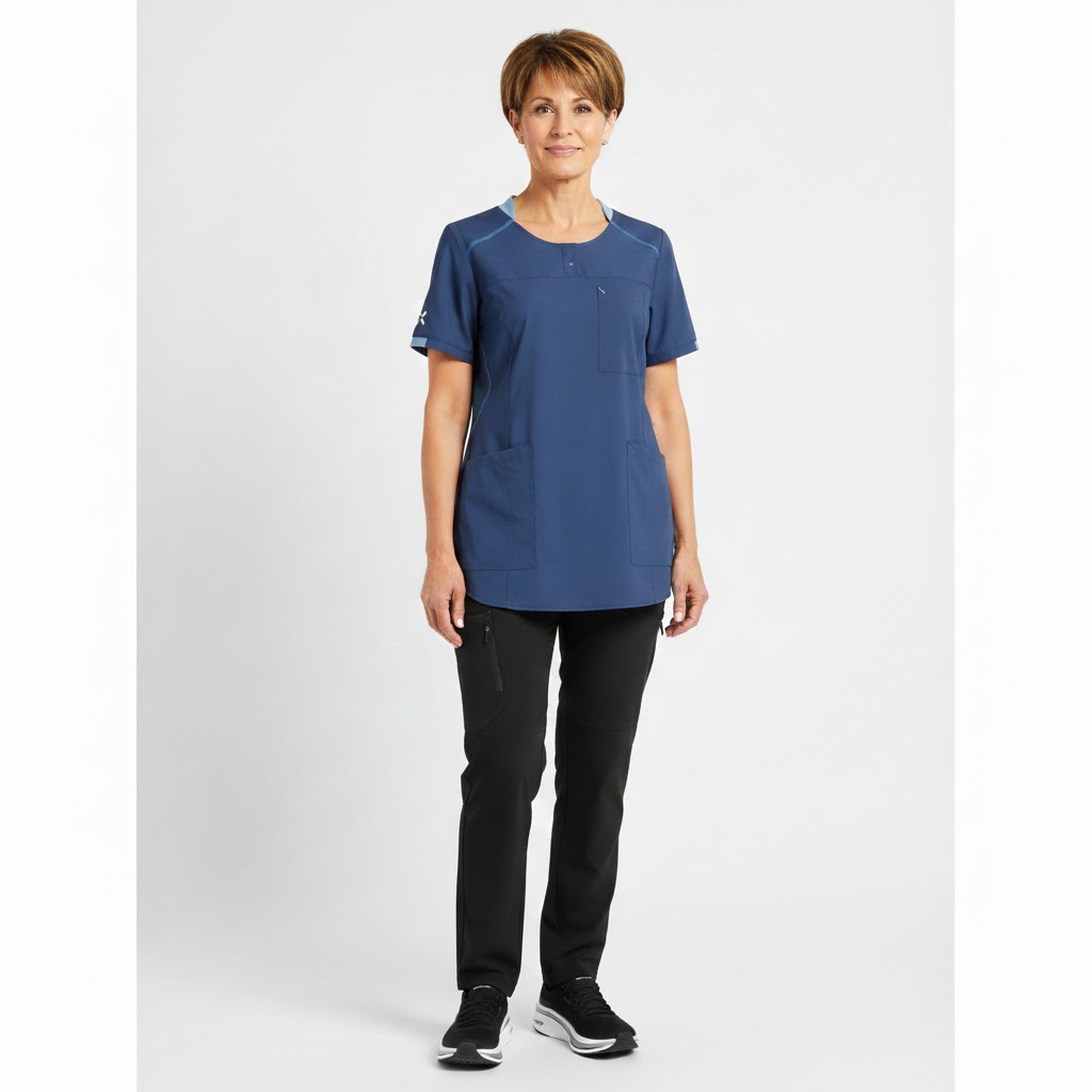 Nybo Lyseblå Dame Sporty Busseronne, Strækbar, Justerbar, Kortærmet