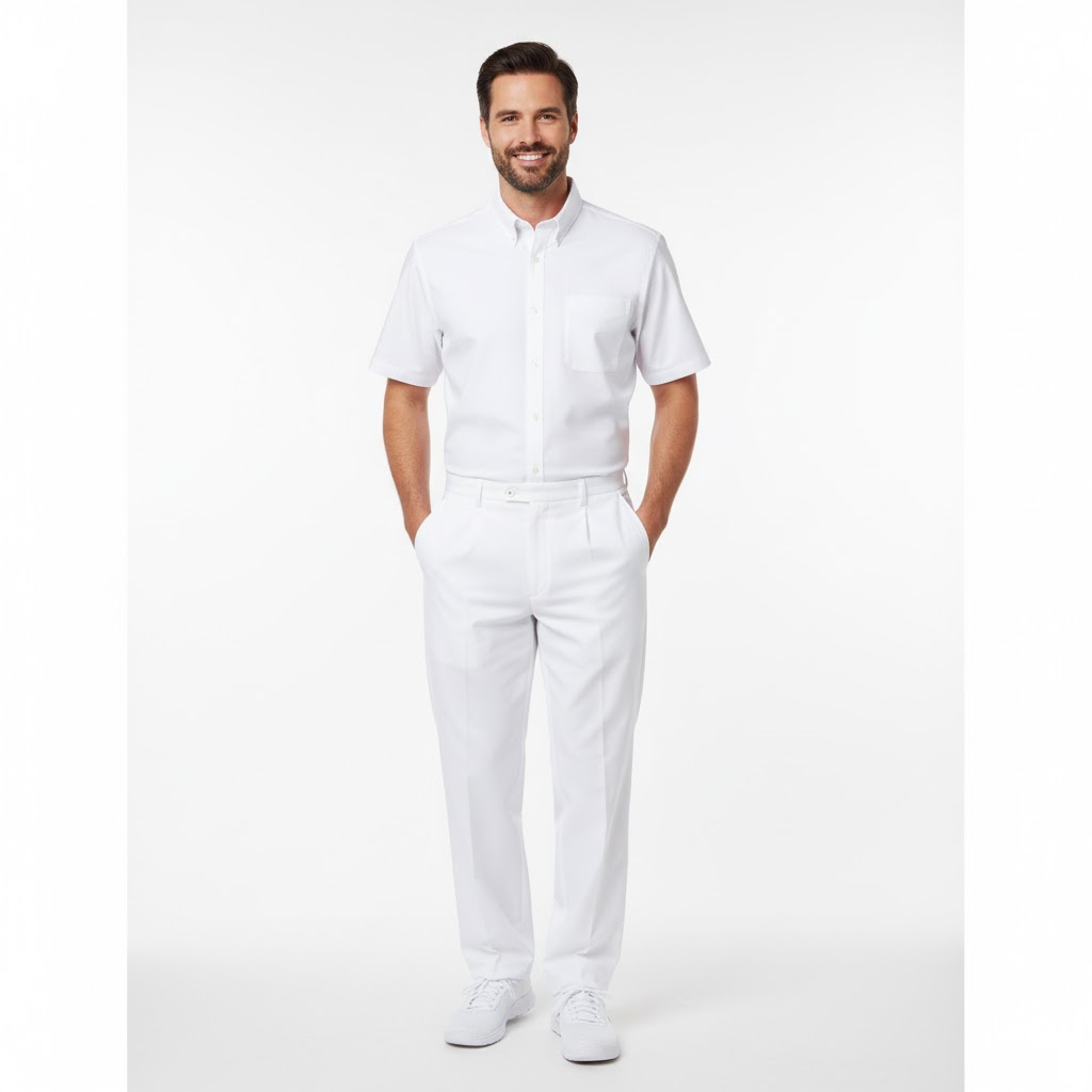 Nybo Hvid Herreskjorte Performance Kortærmet, Industriel Vask