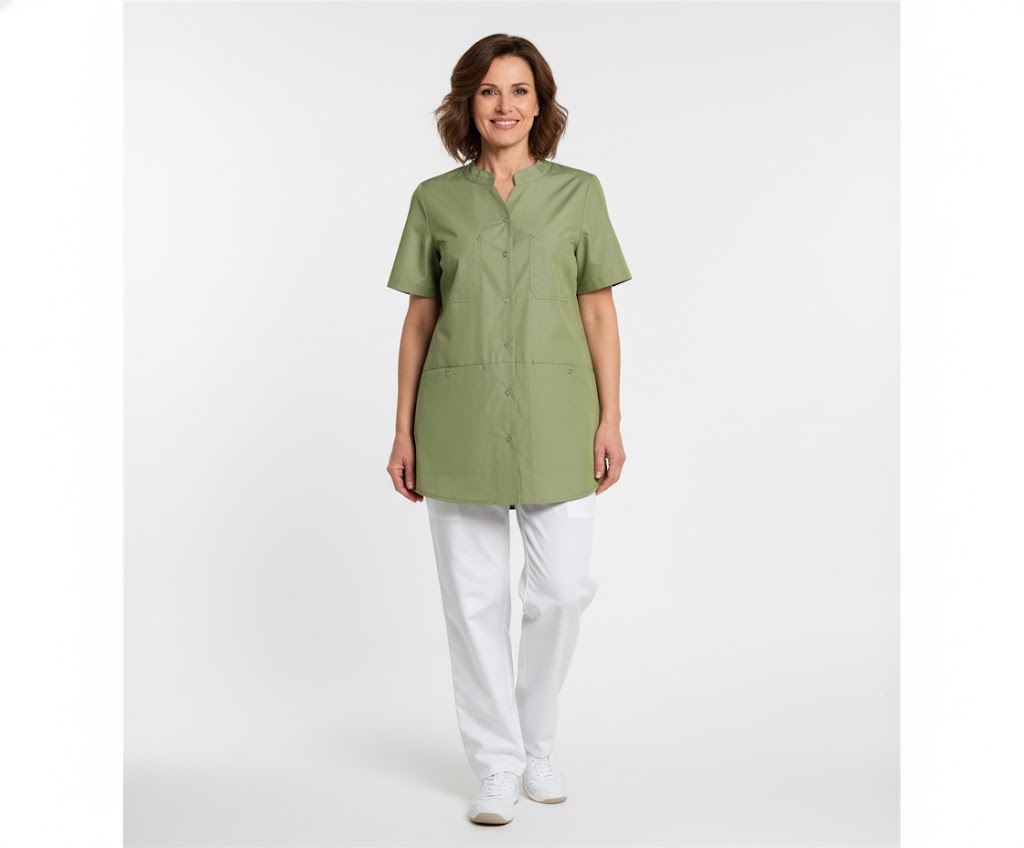 Nybo Grøn Dametunika Nature, Feminint Snit, Stretch, Økologisk Bomuld