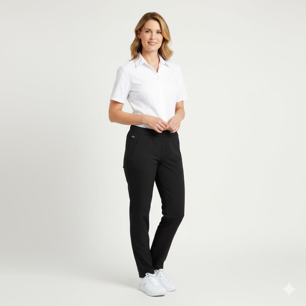 Nybo Hvid Dame Performance Skjorte, Kortærmet, Taljeret