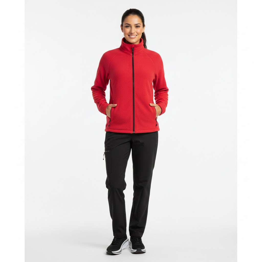 Nybo Rød Dame Shirts & Outdoort Microfleece Cardigan, Antipilling, Elastik