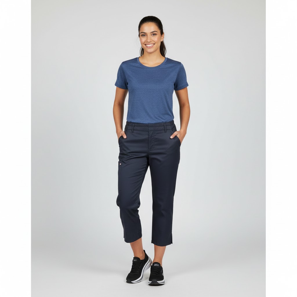 Nybo Navy Unisex Super Cool Capri Jeans, Pull-on, Elastik, Stretch