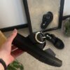 Sort Remonte slip-on skindsandal med udtagelig sål
