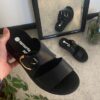 Sort Remonte slip-on skindsandal med udtagelig sål