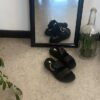 Sort Remonte slip-on skindsandal med udtagelig sål