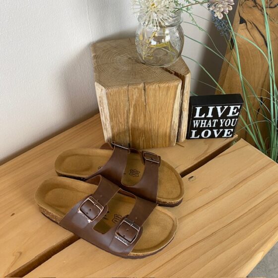 Brun Cruz biosandal med brede remme