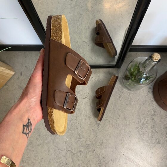 Brun Cruz biosandal med brede remme