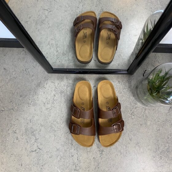 Brun Cruz biosandal med brede remme