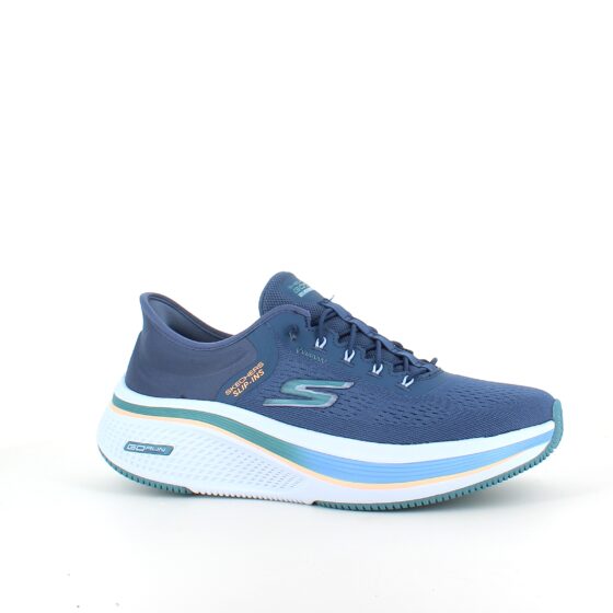 Blå slip-ins sko fra Skechers med elastiksnøre