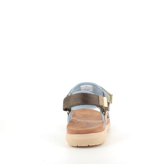 Lyseblå/grøn Woden sandal med god svangstøtte.