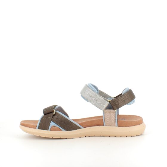 Lyseblå/grøn Woden sandal med god svangstøtte.